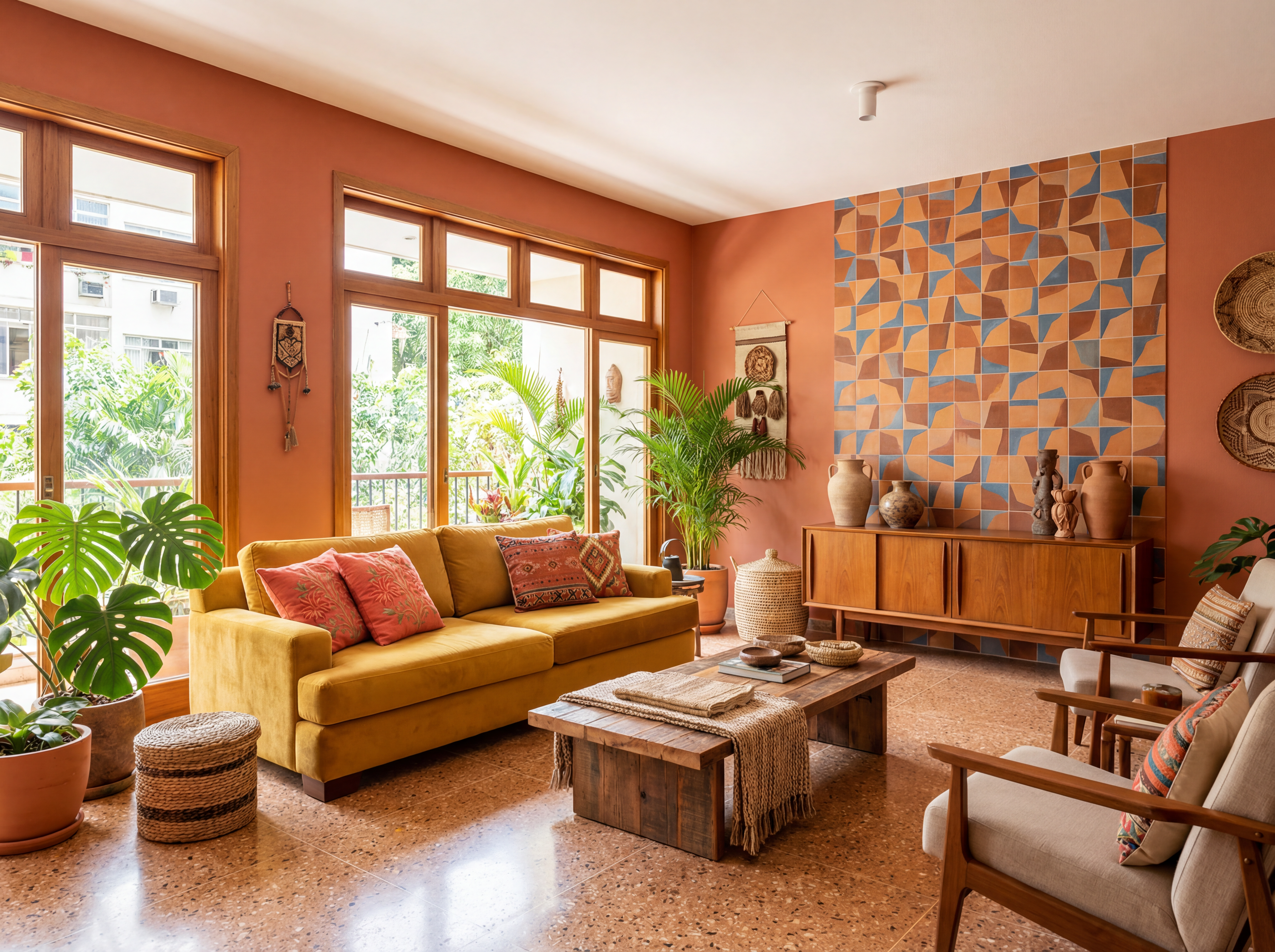 Bold Brazilian Living Room - AI Generated Interior Design