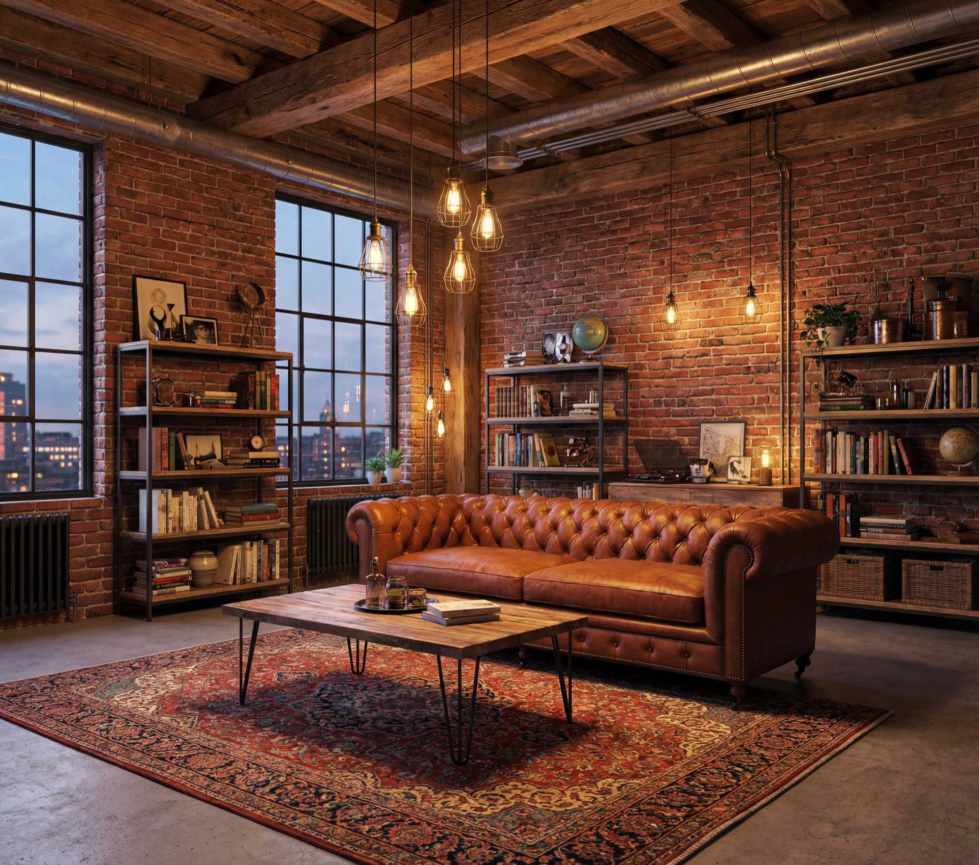 Industrial Loft Space - AI Generated Interior Design