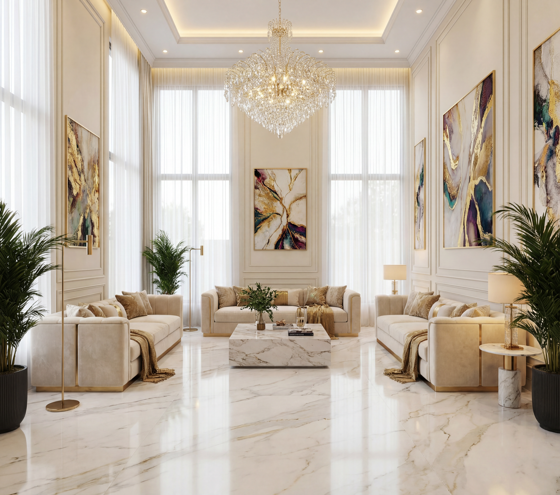 Luxury Villa Living Room - AI Generated Interior Design